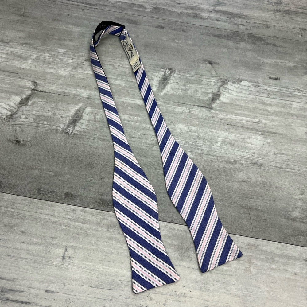 High Cotton Blue, White & Pink Stripe Cotton Bowtie